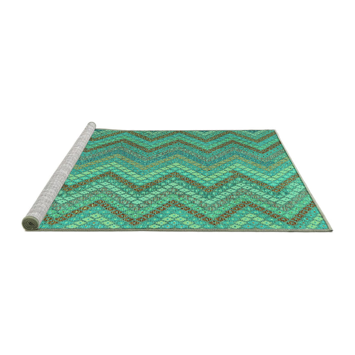Sideview of Machine Washable Southwestern Turquoise Country Area Rugs, wshcon2535turq