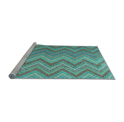 Sideview of Machine Washable Southwestern Light Blue Country Rug, wshcon2535lblu