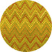 Round Southwestern Yellow Country Rug, con2535yw