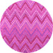 Round Southwestern Pink Country Rug, con2535pnk