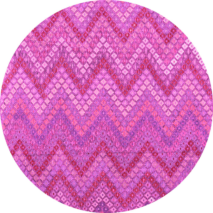 Round Machine Washable Southwestern Pink Country Rug, wshcon2535pnk