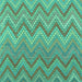 Square Machine Washable Southwestern Turquoise Country Area Rugs, wshcon2535turq