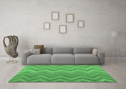 Machine Washable Southwestern Emerald Green Country Area Rugs in a Living Room,, wshcon2535emgrn