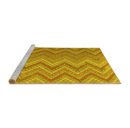 Sideview of Machine Washable Southwestern Yellow Country Rug, wshcon2535yw