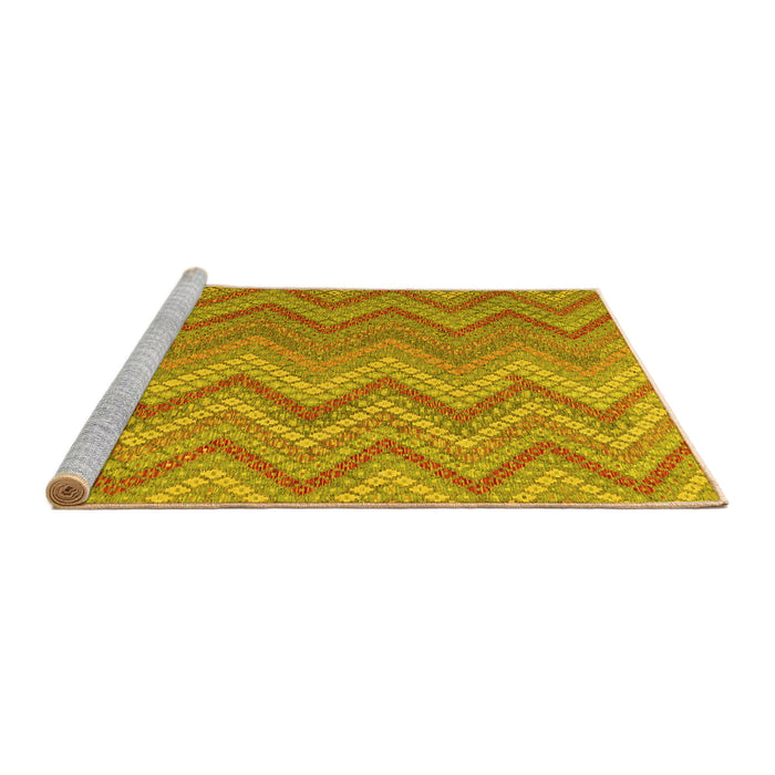 Sideview of Machine Washable Southwestern Yellow Country Rug, wshcon2535yw