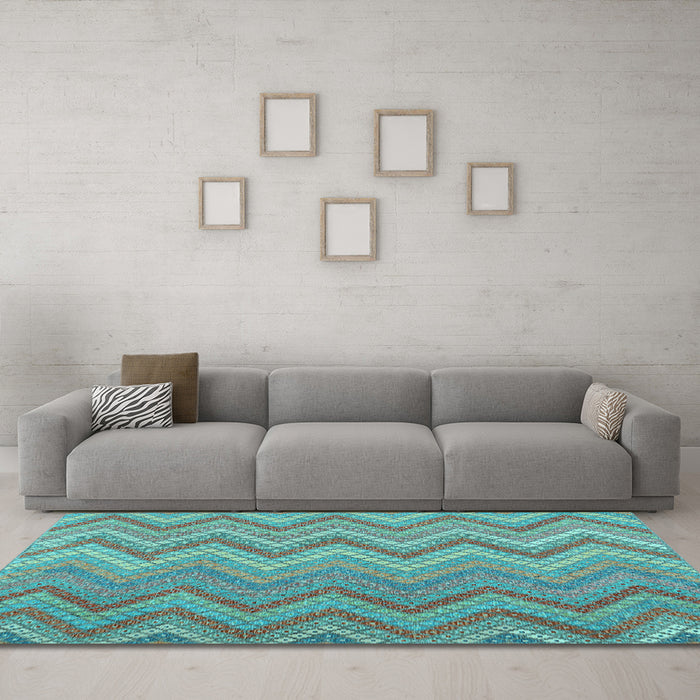Machine Washable Southwestern Light Blue Country Rug in a Living Room, wshcon2535lblu