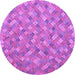 Round Machine Washable Southwestern Purple Country Area Rugs, wshcon2536pur