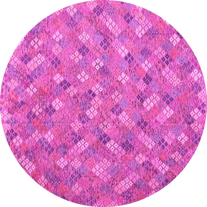 Round Machine Washable Southwestern Pink Country Rug, wshcon2536pnk
