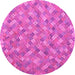 Round Machine Washable Southwestern Pink Country Rug, wshcon2536pnk