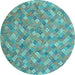 Round Southwestern Light Blue Country Rug, con2536lblu