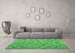 Machine Washable Southwestern Emerald Green Country Area Rugs in a Living Room,, wshcon2536emgrn