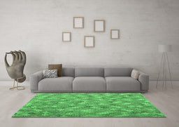 Machine Washable Southwestern Emerald Green Country Area Rugs in a Living Room,, wshcon2536emgrn