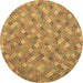 Round Southwestern Brown Country Rug, con2536brn