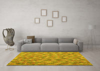 Machine Washable Southwestern Yellow Country Rug, wshcon2536yw