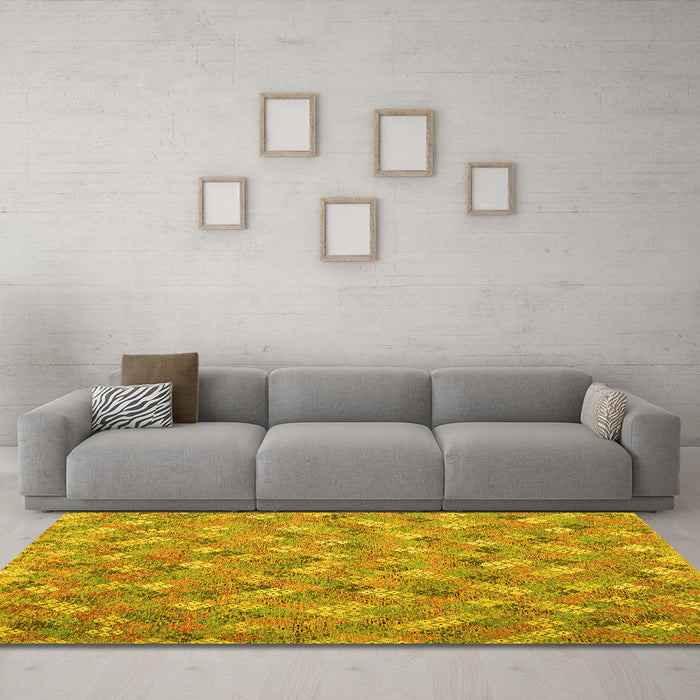 Machine Washable Southwestern Yellow Country Rug in a Living Room, wshcon2536yw