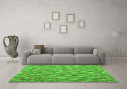 Machine Washable Southwestern Green Country Area Rugs in a Living Room,, wshcon2536grn