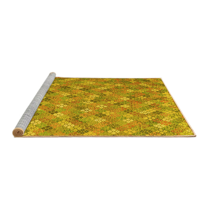 Sideview of Machine Washable Southwestern Yellow Country Rug, wshcon2536yw
