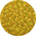 Round Machine Washable Southwestern Yellow Country Rug, wshcon2536yw