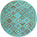 Round Machine Washable Abstract Light Blue Contemporary Rug, wshcon2537lblu