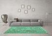 Machine Washable Abstract Turquoise Contemporary Area Rugs in a Living Room,, wshcon2537turq