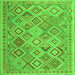 Round Machine Washable Abstract Green Contemporary Area Rugs, wshcon2537grn