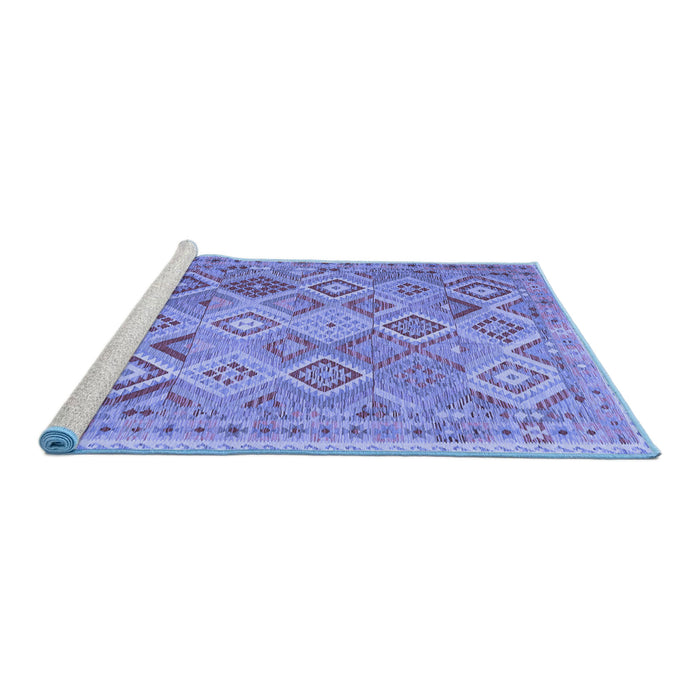 Sideview of Machine Washable Abstract Blue Contemporary Rug, wshcon2537blu