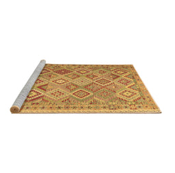 Sideview of Machine Washable Abstract Brown Contemporary Rug, wshcon2537brn