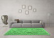 Machine Washable Abstract Emerald Green Contemporary Area Rugs in a Living Room,, wshcon2537emgrn
