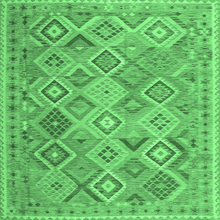 Square Abstract Emerald Green Contemporary Rug, con2537emgrn