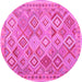 Round Abstract Pink Contemporary Rug, con2537pnk