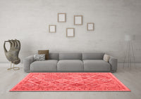 Machine Washable Abstract Red Contemporary Rug, wshcon2537red