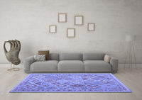 Machine Washable Abstract Blue Contemporary Rug, wshcon2537blu