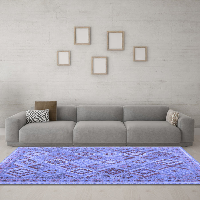 Machine Washable Abstract Blue Contemporary Rug in a Living Room, wshcon2537blu