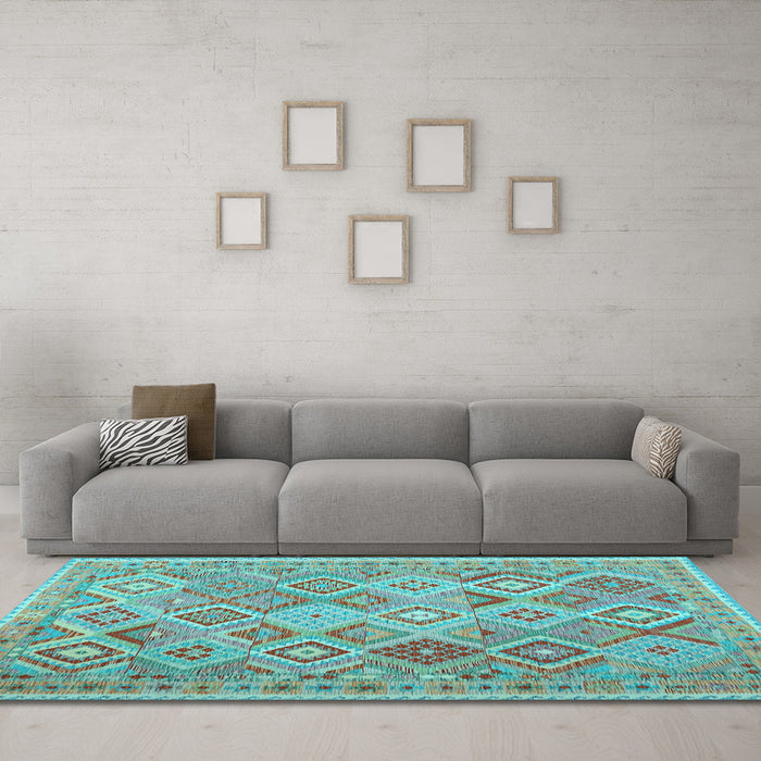 Machine Washable Abstract Light Blue Contemporary Rug in a Living Room, wshcon2537lblu