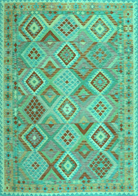 Abstract Turquoise Contemporary Rug, con2537turq