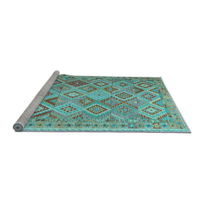 Sideview of Machine Washable Abstract Light Blue Contemporary Rug, wshcon2537lblu