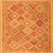 Round Machine Washable Abstract Orange Contemporary Area Rugs, wshcon2537org