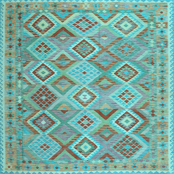 Square Abstract Light Blue Contemporary Rug, con2537lblu