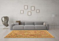 Machine Washable Abstract Brown Contemporary Rug, wshcon2537brn