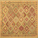 Square Abstract Brown Contemporary Rug, con2537brn