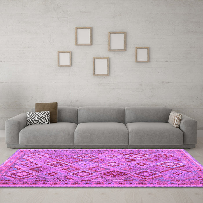 Machine Washable Abstract Purple Contemporary Area Rugs in a Living Room, wshcon2537pur