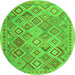 Square Abstract Green Contemporary Rug, con2537grn