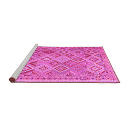 Sideview of Machine Washable Abstract Pink Contemporary Rug, wshcon2537pnk