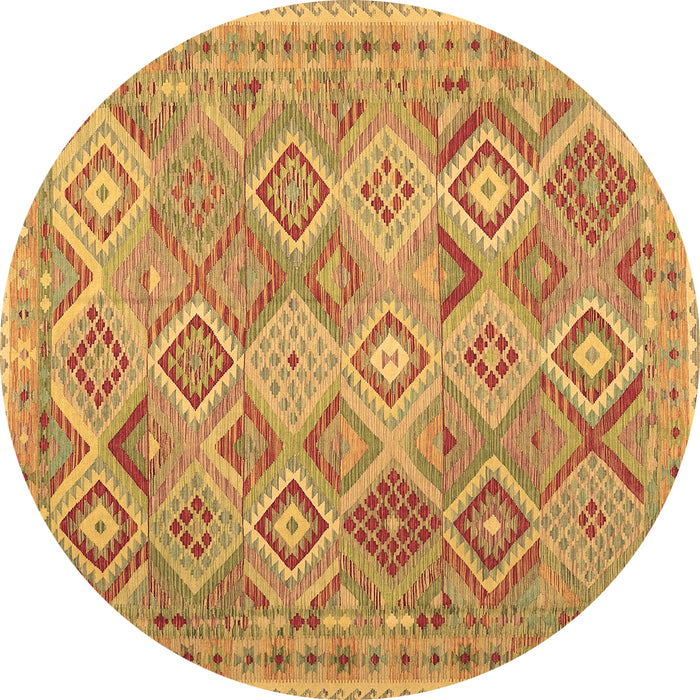 Round Abstract Brown Contemporary Rug, con2537brn
