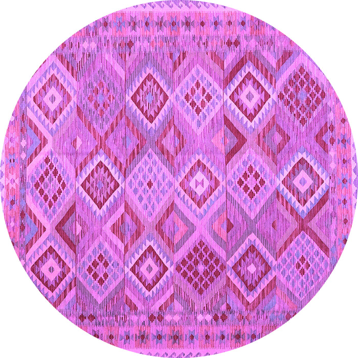 Round Abstract Purple Contemporary Rug, con2537pur