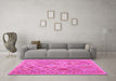 Machine Washable Abstract Pink Contemporary Rug in a Living Room, wshcon2537pnk