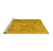 Sideview of Machine Washable Abstract Yellow Contemporary Rug, wshcon2537yw