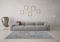 Machine Washable Abstract Gray Contemporary Rug in a Living Room,, wshcon2537gry