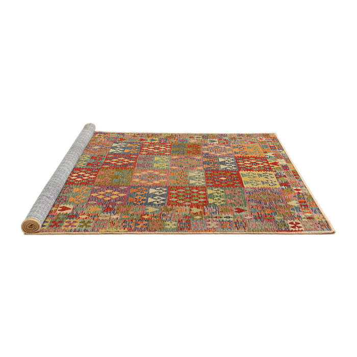 Serging Thickness of Machine Washable Contemporary Red Rug, wshcon2538