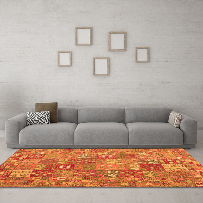 Machine Washable Southwestern Orange Country Area Rugs in a Living Room, wshcon2538org